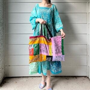 Handmade Oversized Reversible Bandana Tote